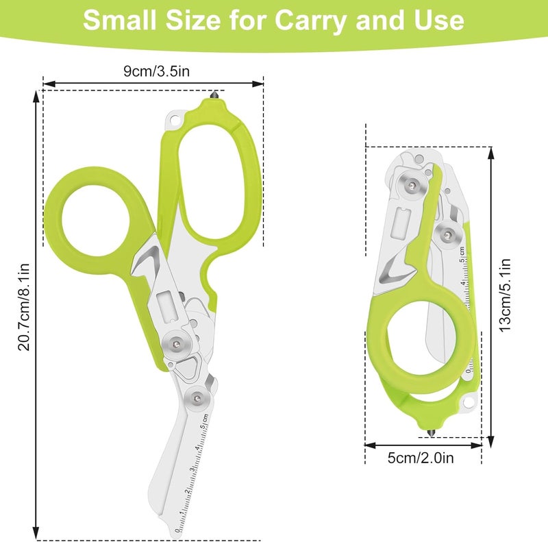 Lemasa 6in1 trauma shears - emergency responders, outdoor emergencies scissor, medical staff, and outdoor camping scissors, ttrauma scissors (green) - Image 2